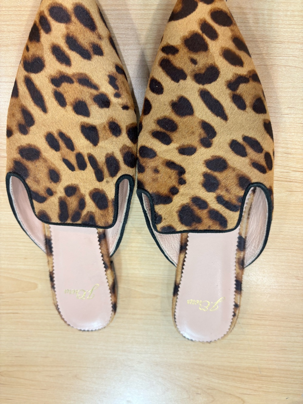 J. Crew Leopard Print Slip-On Mallerina Mules - Brown/Black